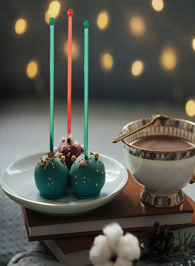 hapray 100-PCS Christmas Green and Red Glitter Plastic Swizzle Sticks, Crystal Cake Pops, Cocktail Coffee Drink Stirrers, Stir Sticks, 7.24 Inch - Image 4